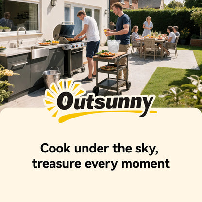 Outdoor Grill Cart With Stainless Steel Top, Two-Shelf Pizza Oven Stand, Black Outdoor Grill Carts at Gallery Canada