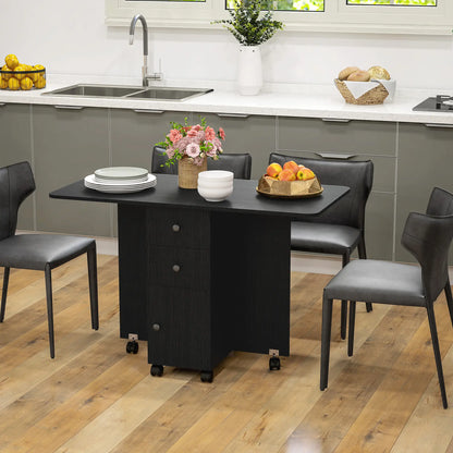 Drop Leaf Dining Table, Mobile Folding Table on Wheels, Black Bar Tables & Dining Tables at Gallery Canada