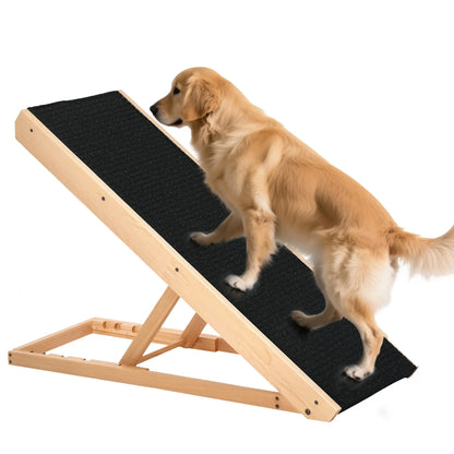 Foldable Dog Ramp for Bed Couch, Height Adjustable, Non Slip Carpeted Surface Dog Stairs Natural, Black at Gallery Canada