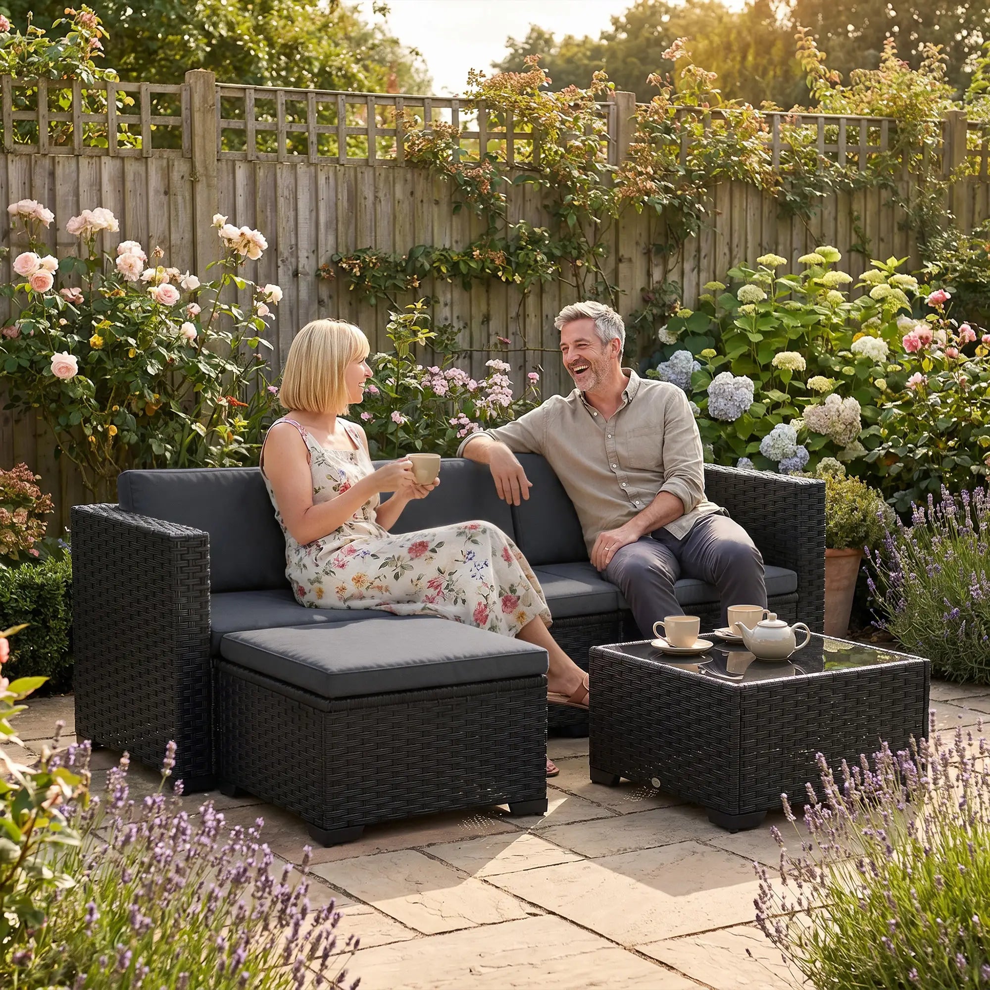 5 Piece Patio Furniture Set, L-Shape Sectional, Grey Patio Furniture Sets at Gallery Canada