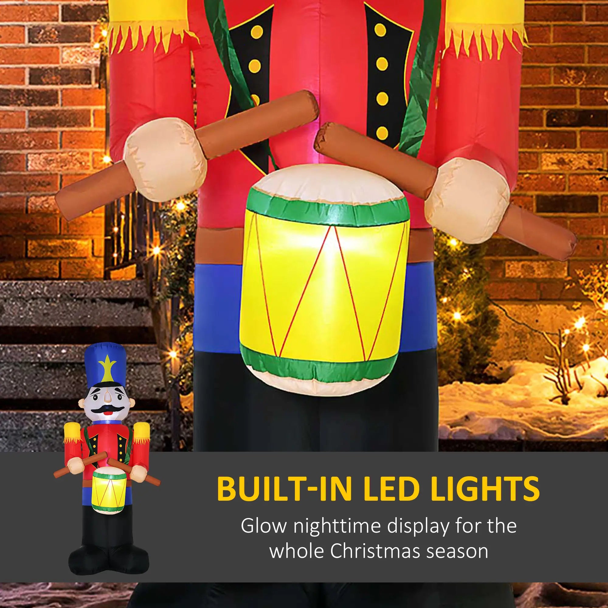Outdoor 8ft Inflatable Walnut Soldier Drum, LED, Colorful Christmas Inflatables at Gallery Canada