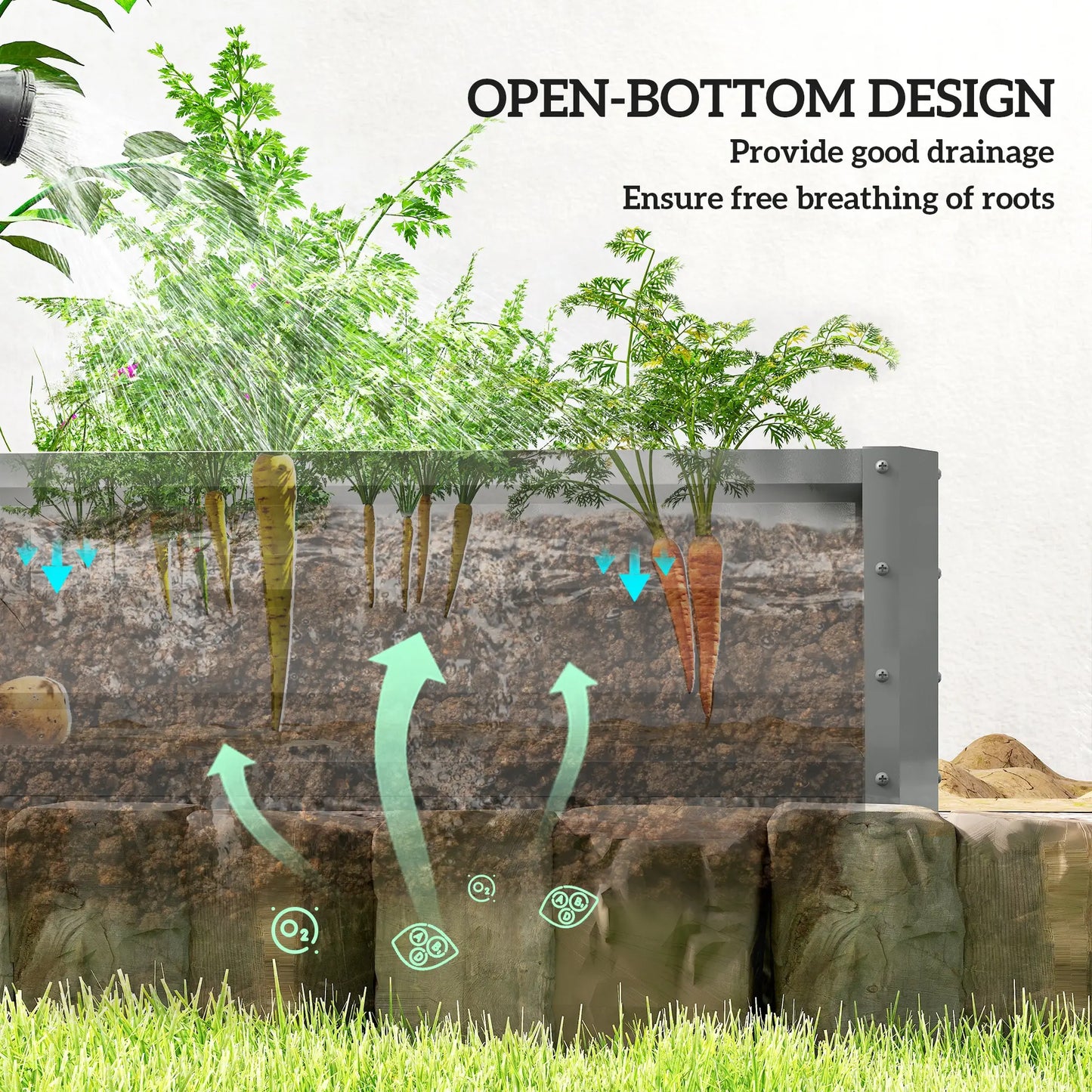 L-Shaped Raised Garden Bed, 82" x 109" x 12", Galvanized Steel Planter Box, Light Grey Galvanized Planter Boxes at Gallery Canada