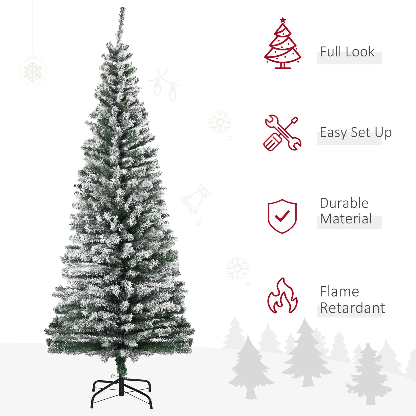 6ft Flocked Pencil Christmas Tree, Realistic Branch Tips, Green Pencil Christmas Trees at Gallery Canada