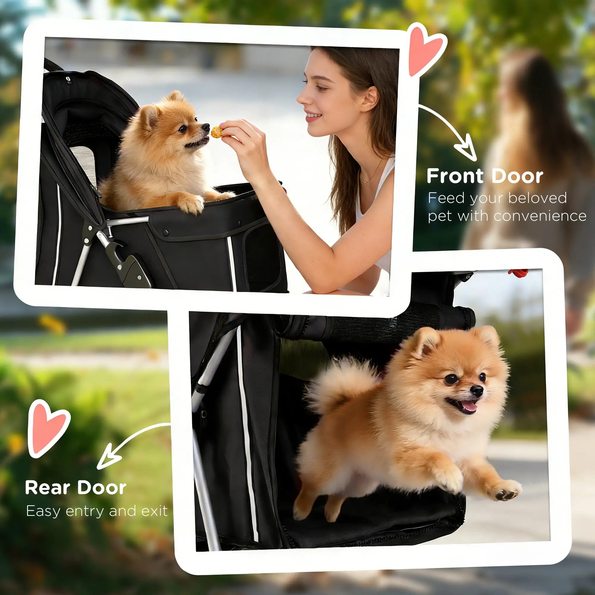 Foldable Pet Stroller With 360° Swivel Wheels, Reflective Strips, Black Dog Bike Trailers & Strollers at Gallery Canada