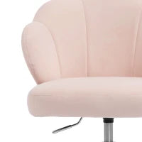 Chaise de bureau en velours pétale, roulettes pivotantes, large assise, rose
