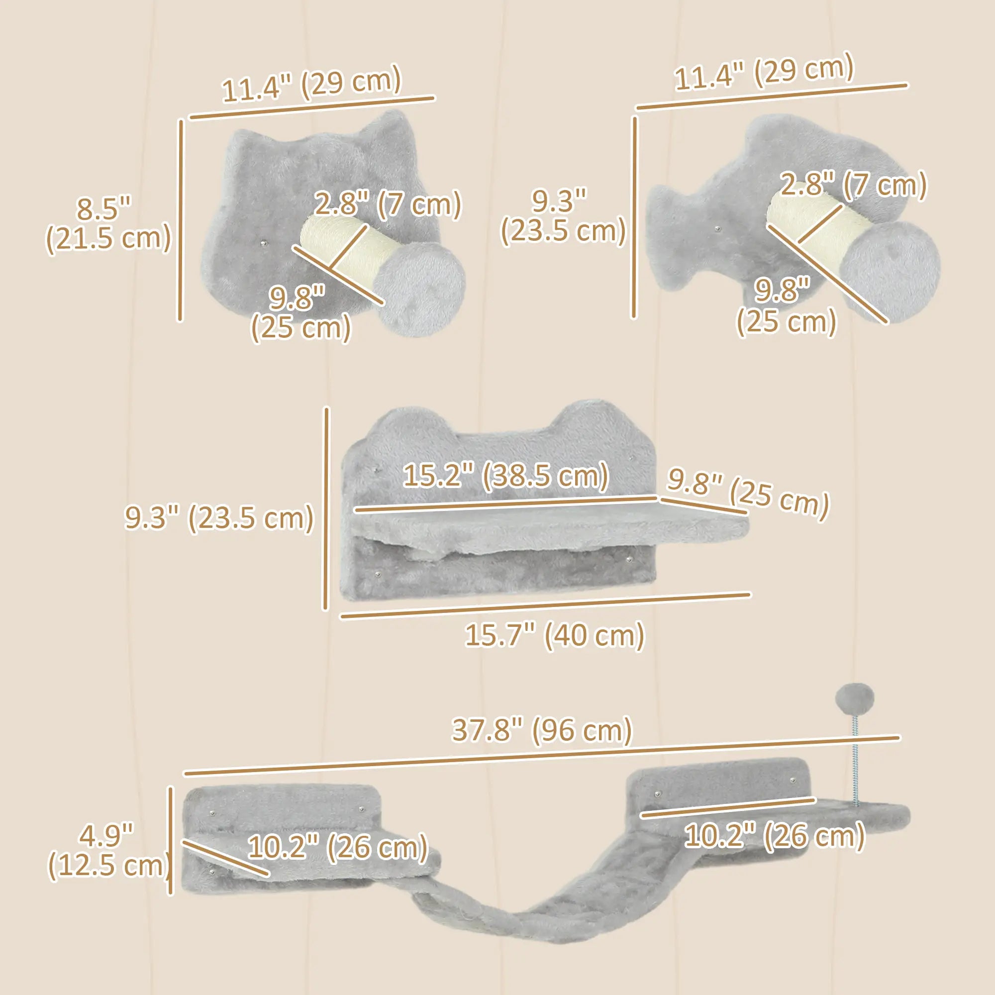 4PCs Cat Wall Shelves, Steps, Scratching Posts, Ladder, Platforms Cat Climbing Wall at Gallery Canada