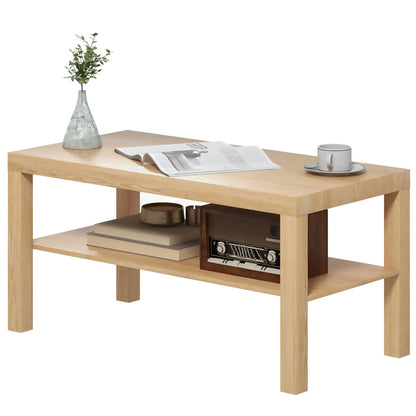 2 Tier Coffee Table with Storage, Rectangular, Nature Wood, Wood Coffee Tables at Gallery Canada