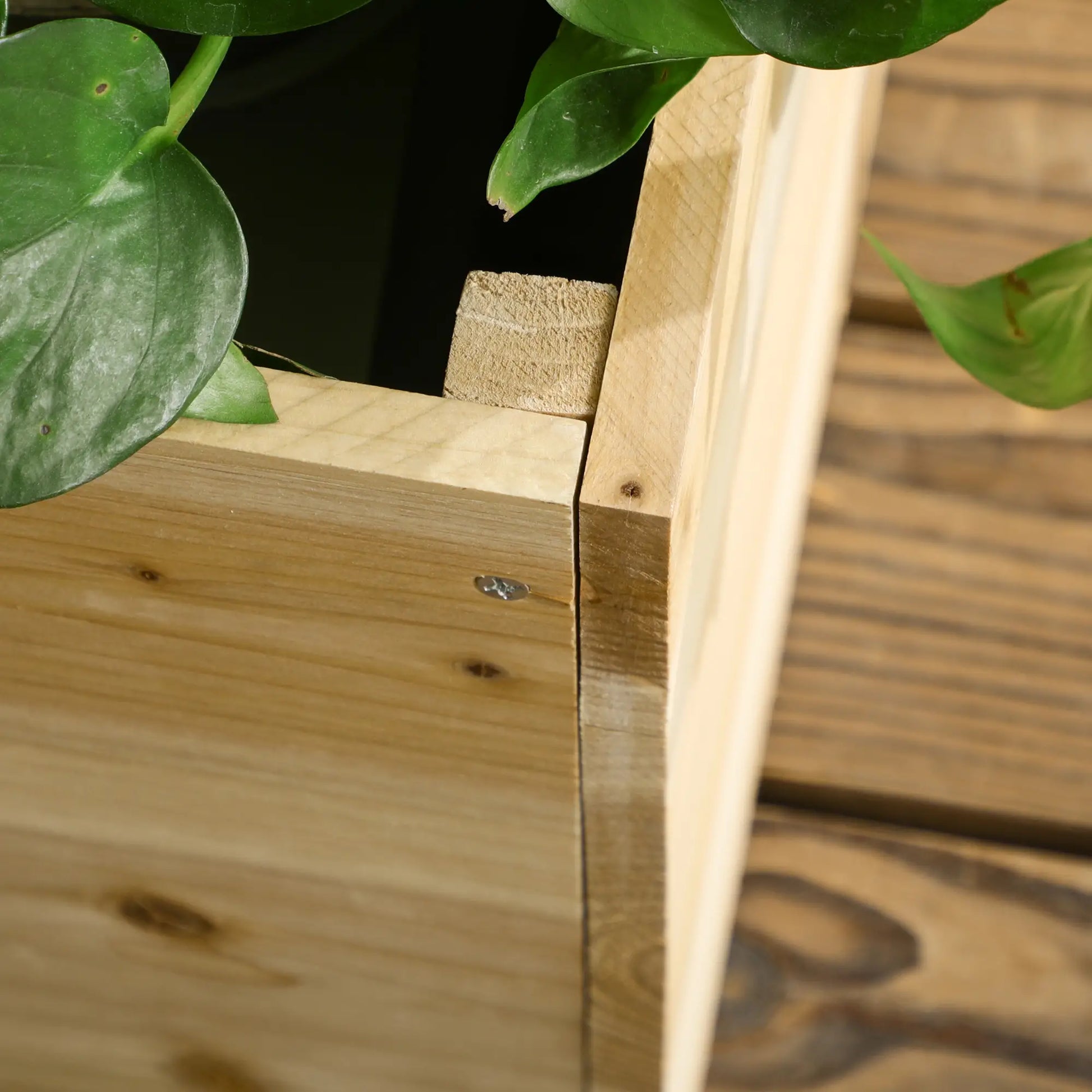 Wood Planter Box with Trellis, Raised Garden Bed, 43x46x47, Natural Wooden Planter Boxes at Gallery Canada