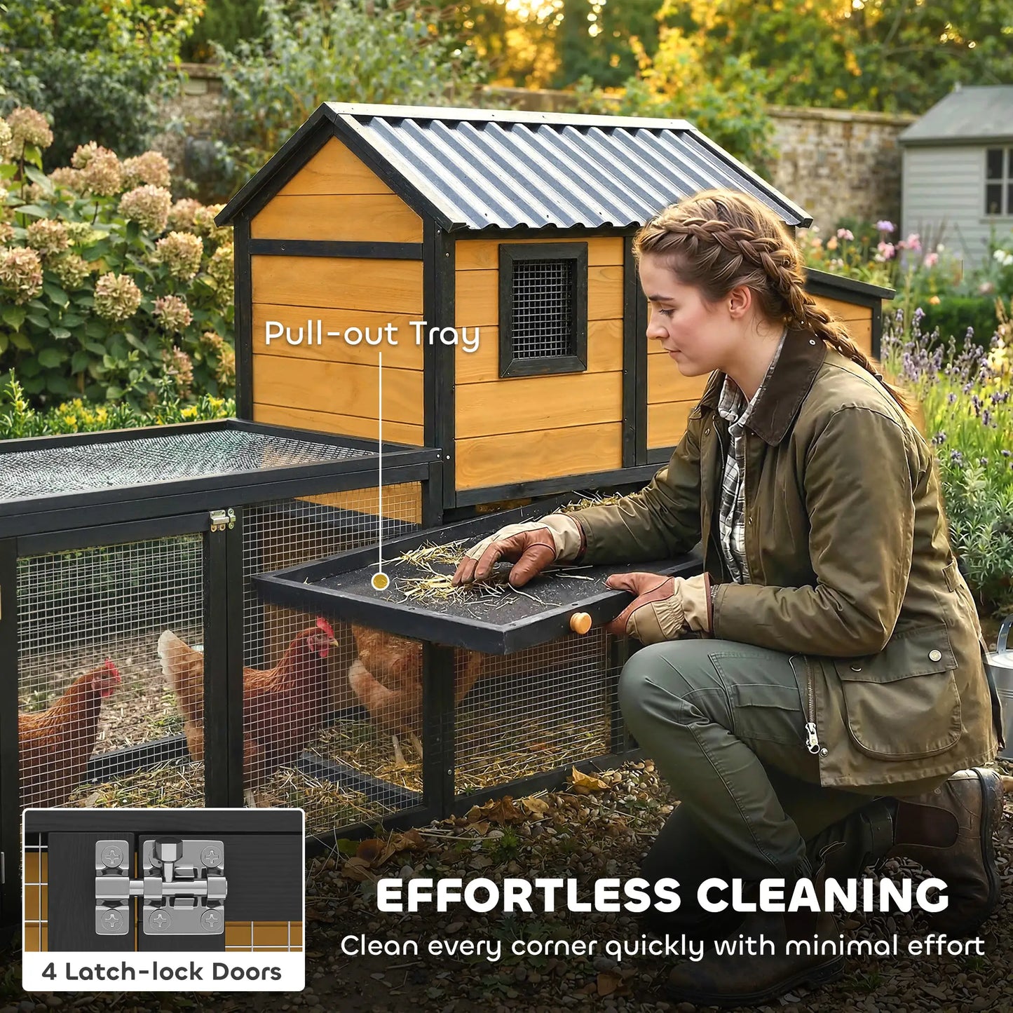 Large 134"L Chicken Coop With Run, Nesting Box, Slide-Out Tray Chicken Coops at Gallery Canada