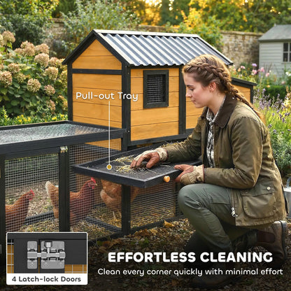 Large 134"L Chicken Coop With Run, Nesting Box, Slide-Out Tray Chicken Coops at Gallery Canada