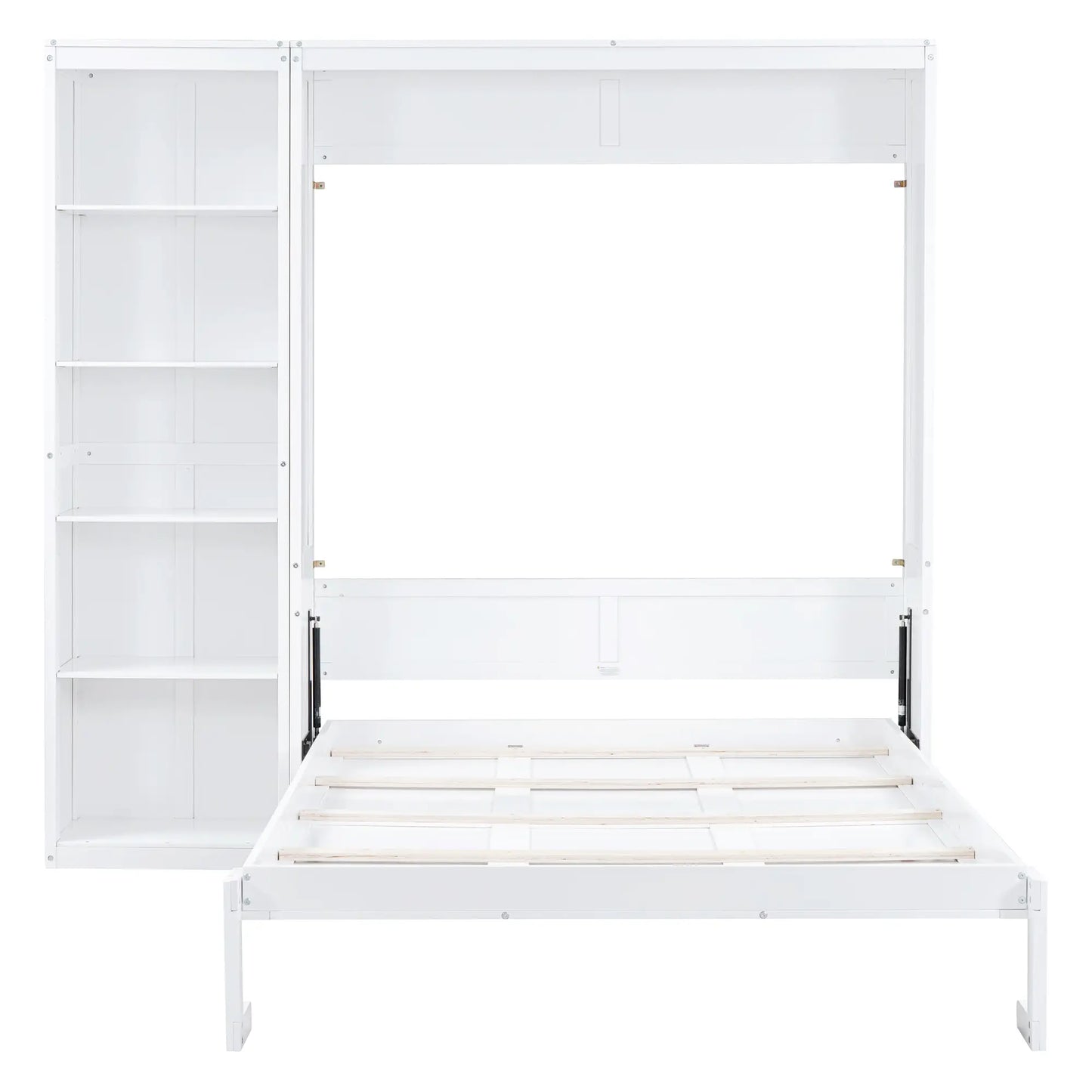 Murphy Bed with Shelves, Dual Piston Mechanism, 94" L x 16" W x 88.5" H, White Bed Frames at Gallery Canada