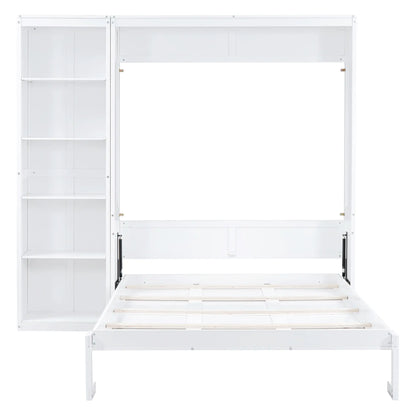 Murphy Bed with Shelves, Dual Piston Mechanism, 94" L x 16" W x 88.5" H, White Bed Frames at Gallery Canada