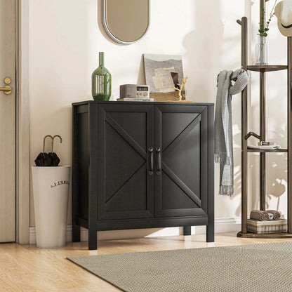 Sideboard Buffet, Kitchen Cabinet with Barn Door, Adjustable Shelves, Black Oak, Black Bar Cabinets at Gallery Canada
