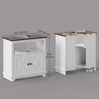 Farmhouse Bathroom Sink Cabinet, Double Door Storage, White Bathroom Cabinets at Gallery Canada