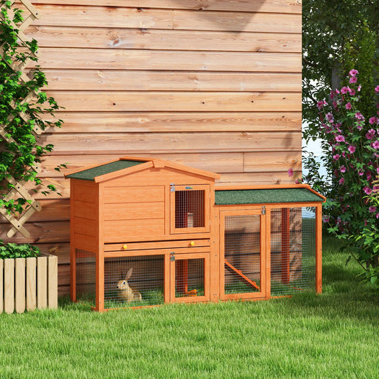 Two-Level Rabbit Hutch, Small Animal House, Pet Bunny Cage, Outdoor Run Rabbit Hutch Orange and green at Gallery Canada