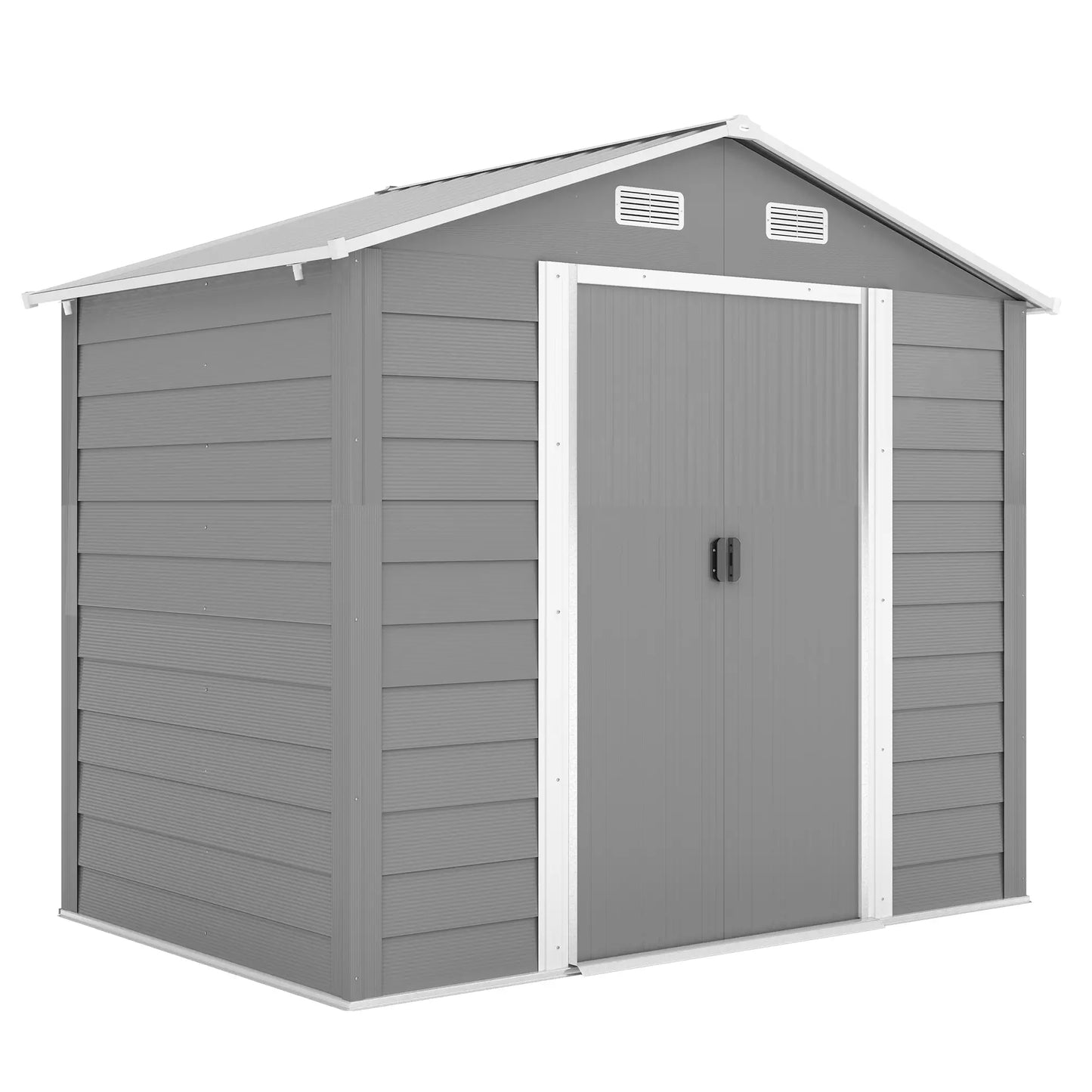 7.7' x 6.5' Metal Garden Shed, Tool Storage, Light Grey Sheds at Gallery Canada