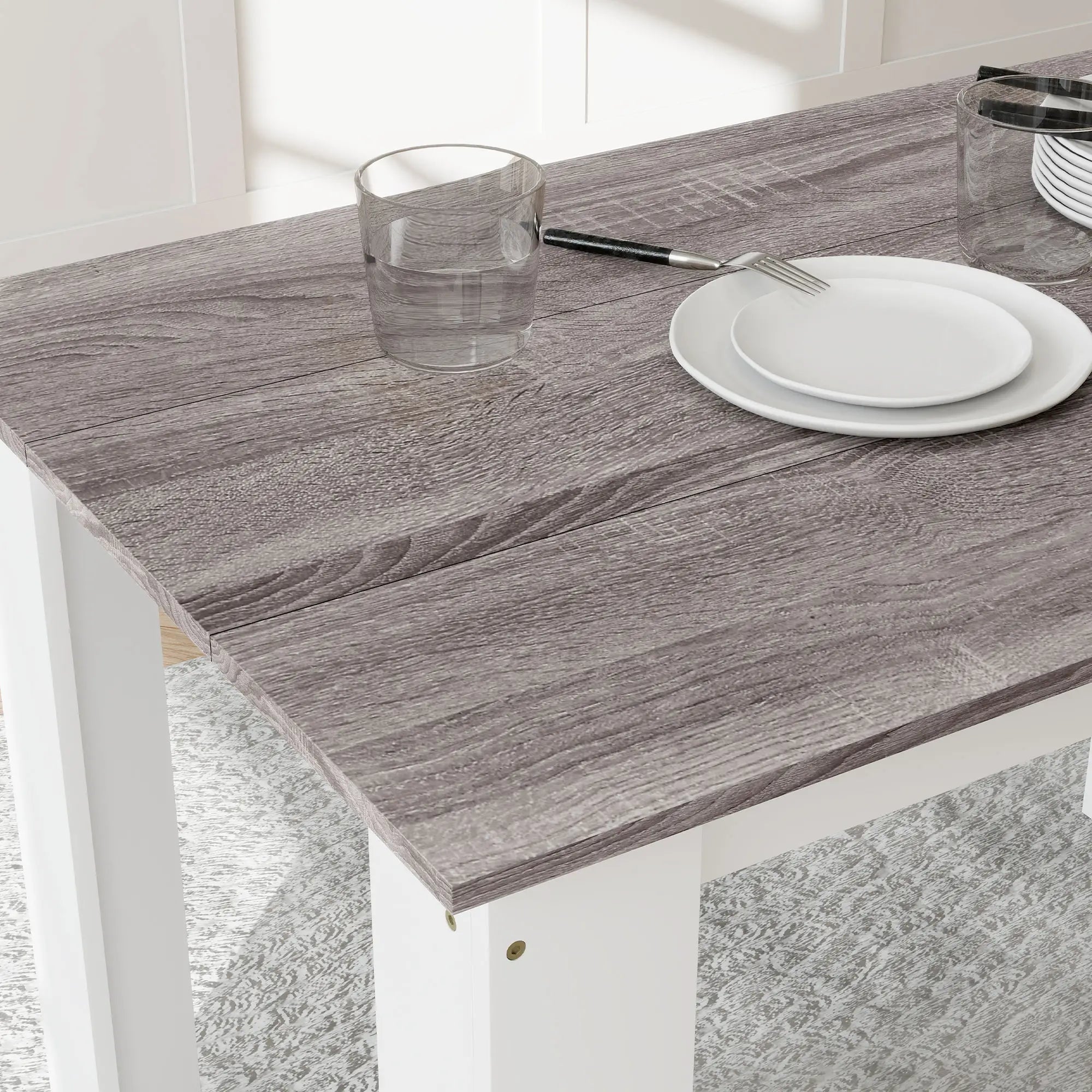 Kitchen Table for 4-6, Wood Effect Dining Table, Grey Dining Tables at Gallery Canada