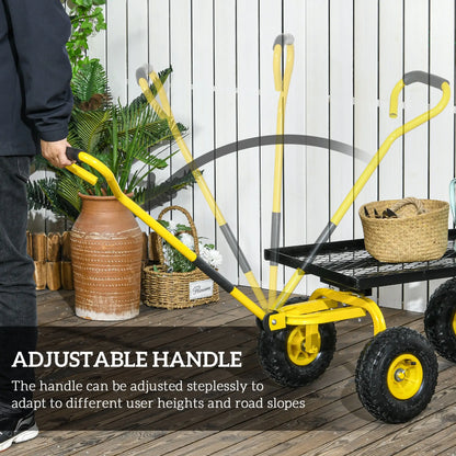 Heavy Duty Garden Wagon, 10" Wheels, 330 lbs, Yellow Folding Garden Carts at Gallery Canada