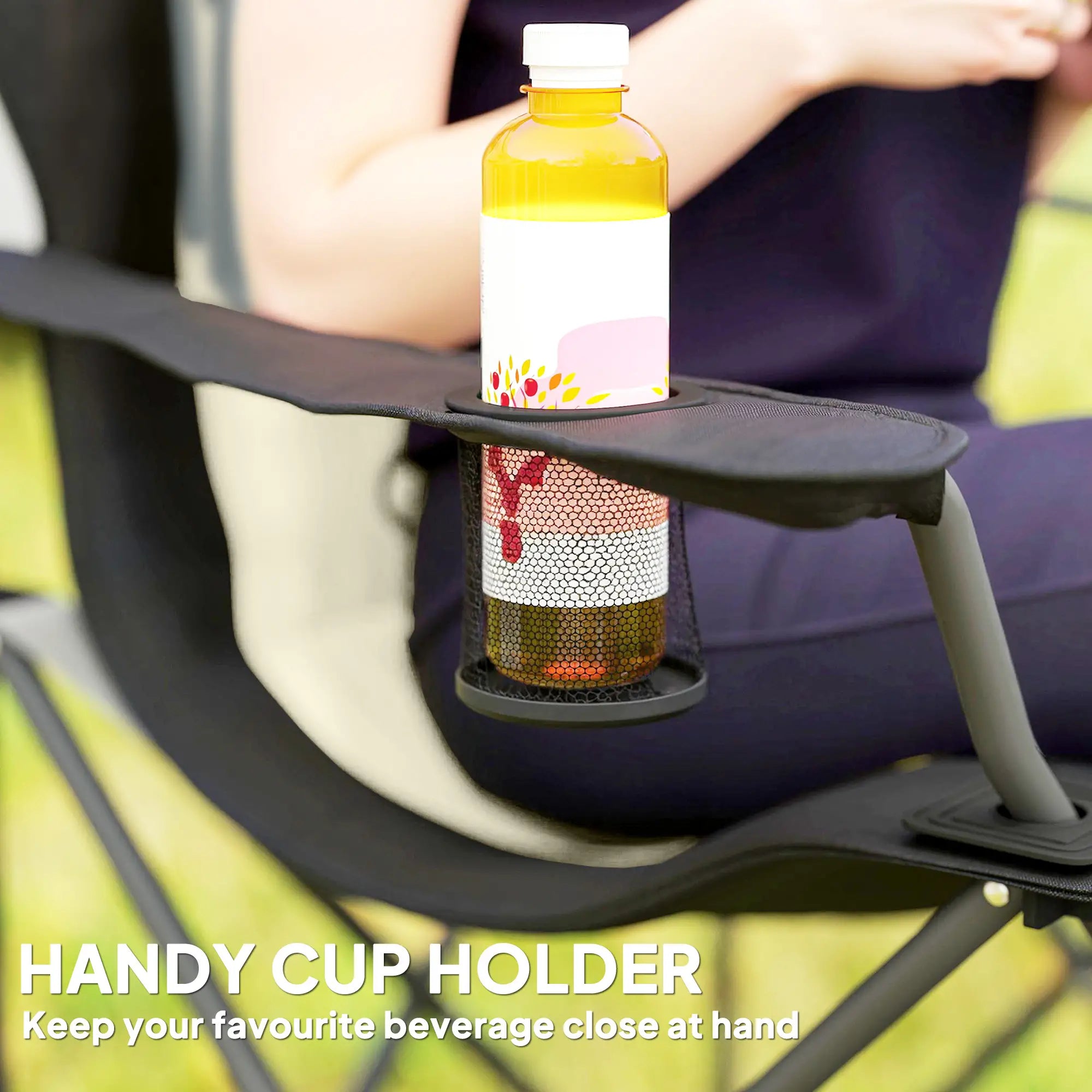 2 Pack Folding Camping Chairs, High Back w/ Cup Holder, Padded, Cream Picnic Tables & Camping Chairs at Gallery Canada