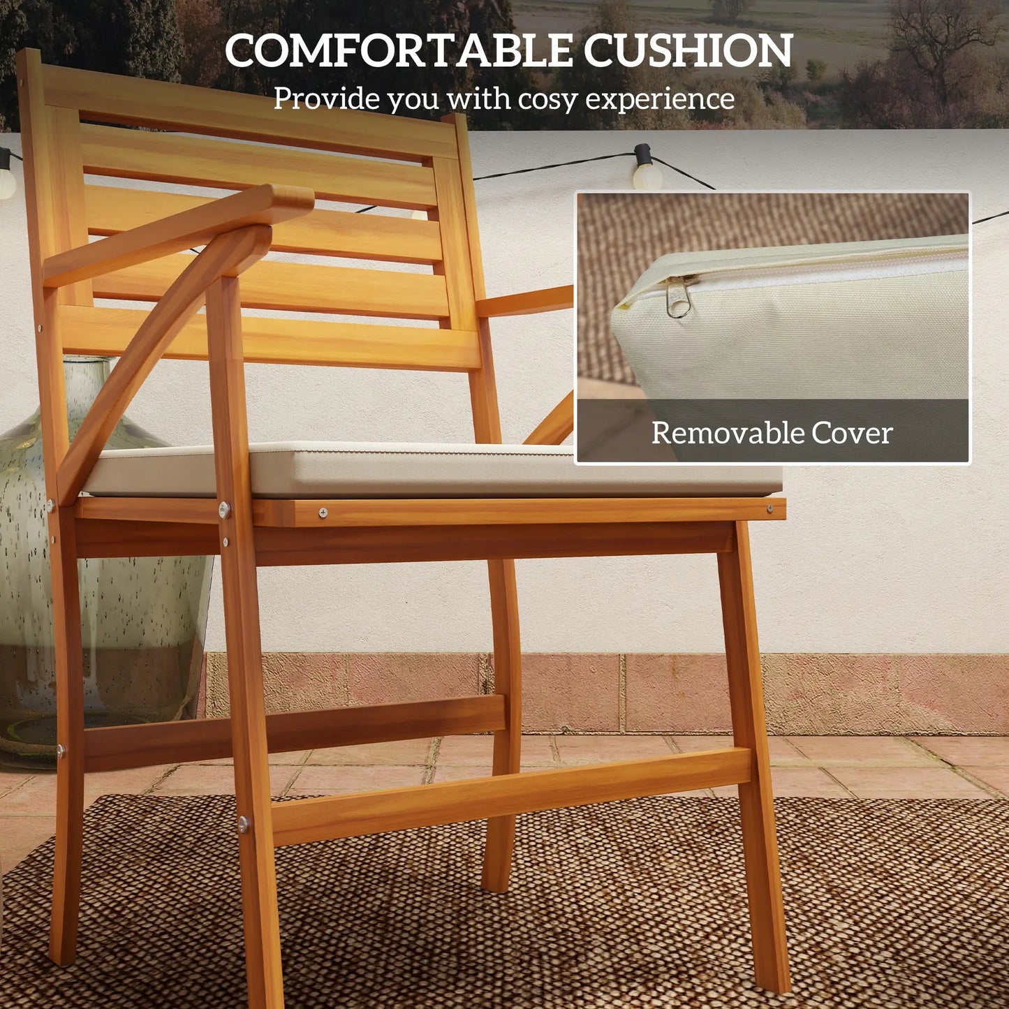 3 Piece Patio Set, Small Wooden Table and Chairs, Brown Bistro Sets at Gallery Canada