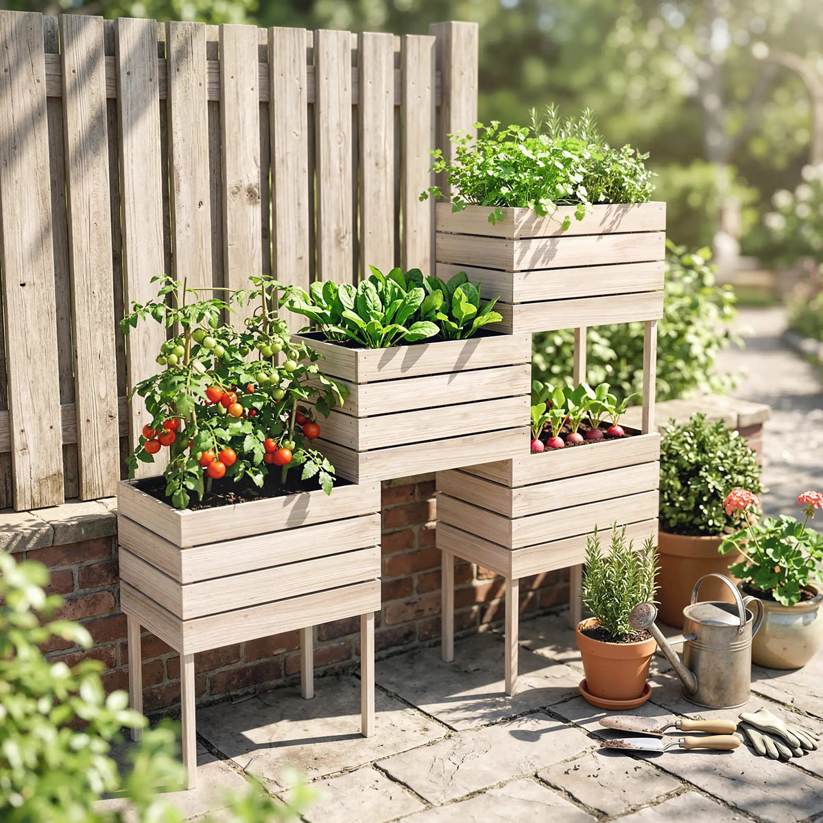 4PCS Wooden Raised Garden Beds, DIY Elevated Planter Box Kit, Indoor Outdoor Elevated Garden Beds at Gallery Canada