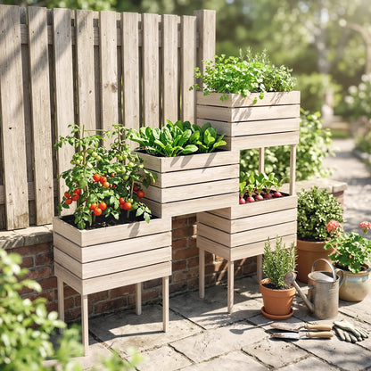 4PCS Wooden Raised Garden Beds, DIY Elevated Planter Box Kit, Indoor Outdoor Elevated Garden Beds at Gallery Canada