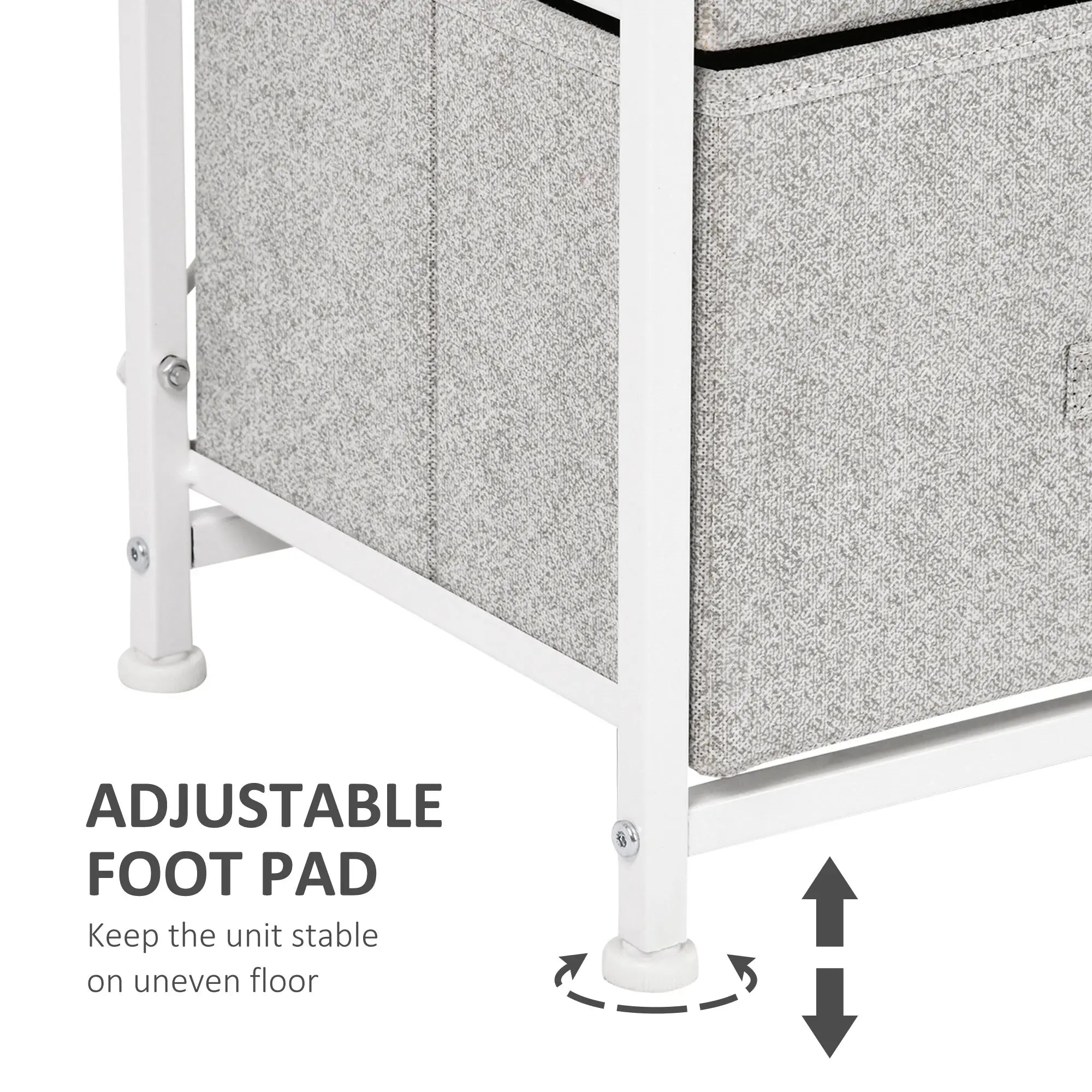 Linen Drawer Cabinet, 4 Removable Drawers, Adjustable Feet, White Storage Cabinets at Gallery Canada