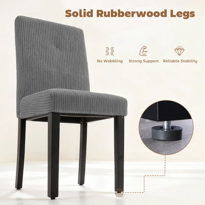 Ensemble de 4 chaises de salle à manger modernes, pieds en bois d'hévéa, siège rembourré, gris foncé
