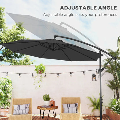 9.7ft Offset Patio Umbrella, Crank, Black Offset Cantilever Umbrellas at Gallery Canada