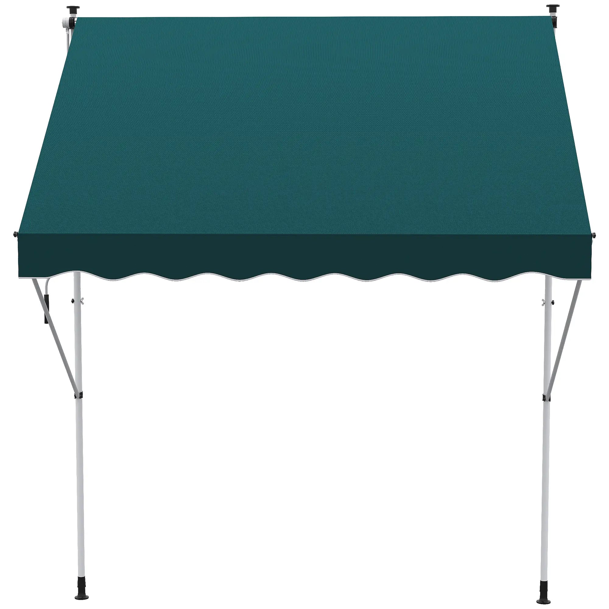 6.6'x5' Manual Retractable Patio Awning, Sun Shade, Water Resistant, Green Door Awnings at Gallery Canada