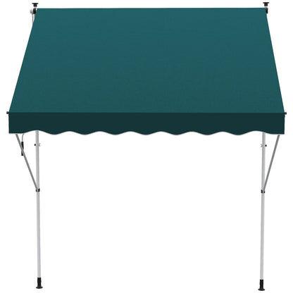 6.6'x5' Manual Retractable Patio Awning, Sun Shade, Water Resistant, Green Door Awnings at Gallery Canada