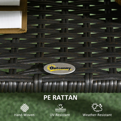 Outdoor PE Rattan Coffee Table with Storage, Glass Top, Black Patio Dinning Tables at Gallery Canada