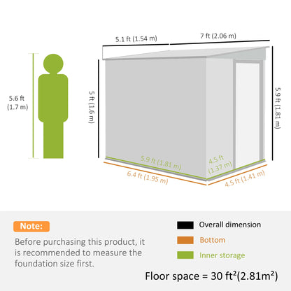 5'x7' Lean To Galvanized Metal Shed, Garden Storage, Light Grey Sheds at Gallery Canada