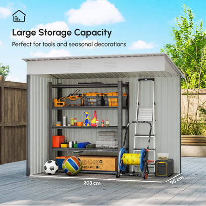 7' x 4' Outdoor Storage Shed, Metal Garden Tool Organizer, Lockable Doors, Charcoal Grey Sheds at Gallery Canada