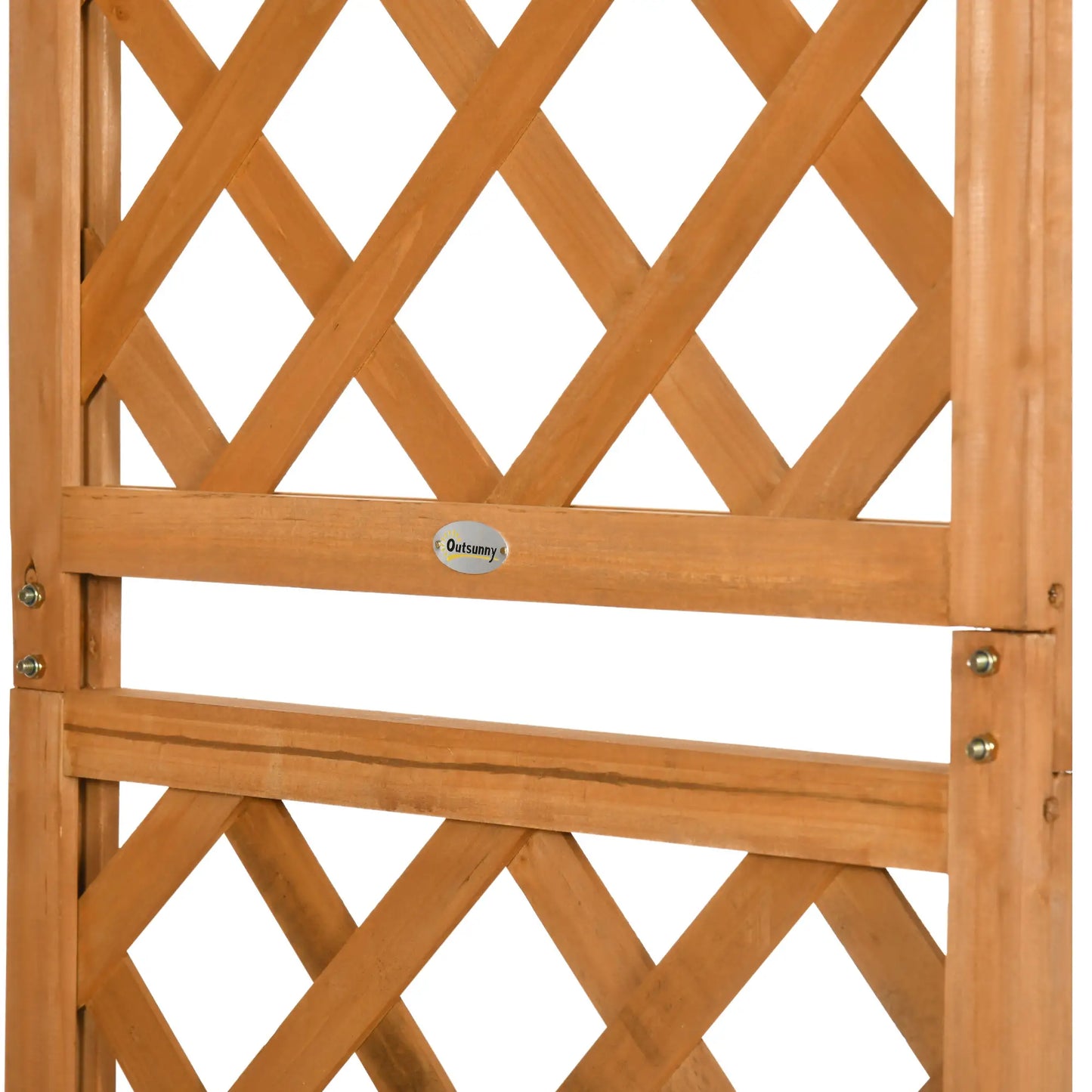 7.7FT Garden Arch, 2 Foldable Planter Boxes, Wooden Trellis Arbor, Brown Garden Arches at Gallery Canada