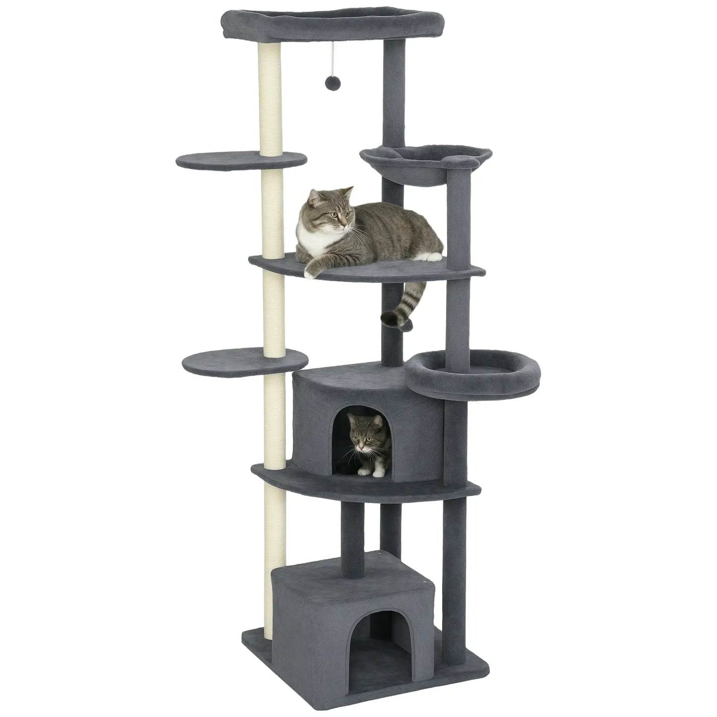 79" Extra Tall Cat Tree, Scratching Posts, Perches, Caves, Hammock, Dark Grey Cat Trees at Gallery Canada