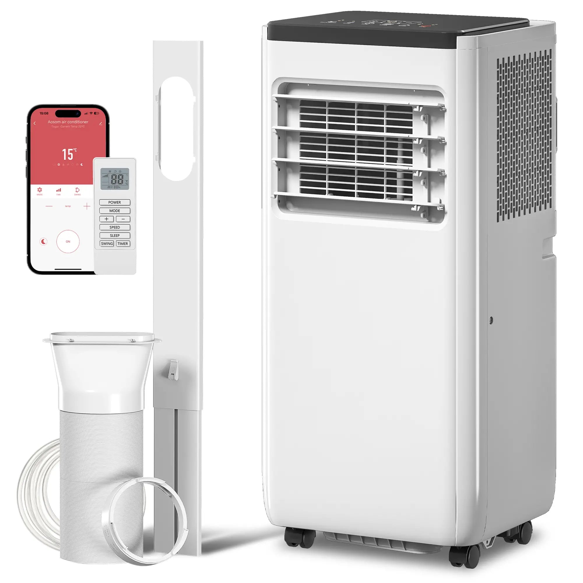 8000 BTU Portable Air Conditioner, Cool Dehumidifier Fan, White Air Conditioner White, Black at Gallery Canada