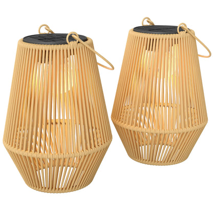 2 Pack Wicker Solar Lanterns, Outdoor Waterproof, Brown Solar Post Lamps at Gallery Canada