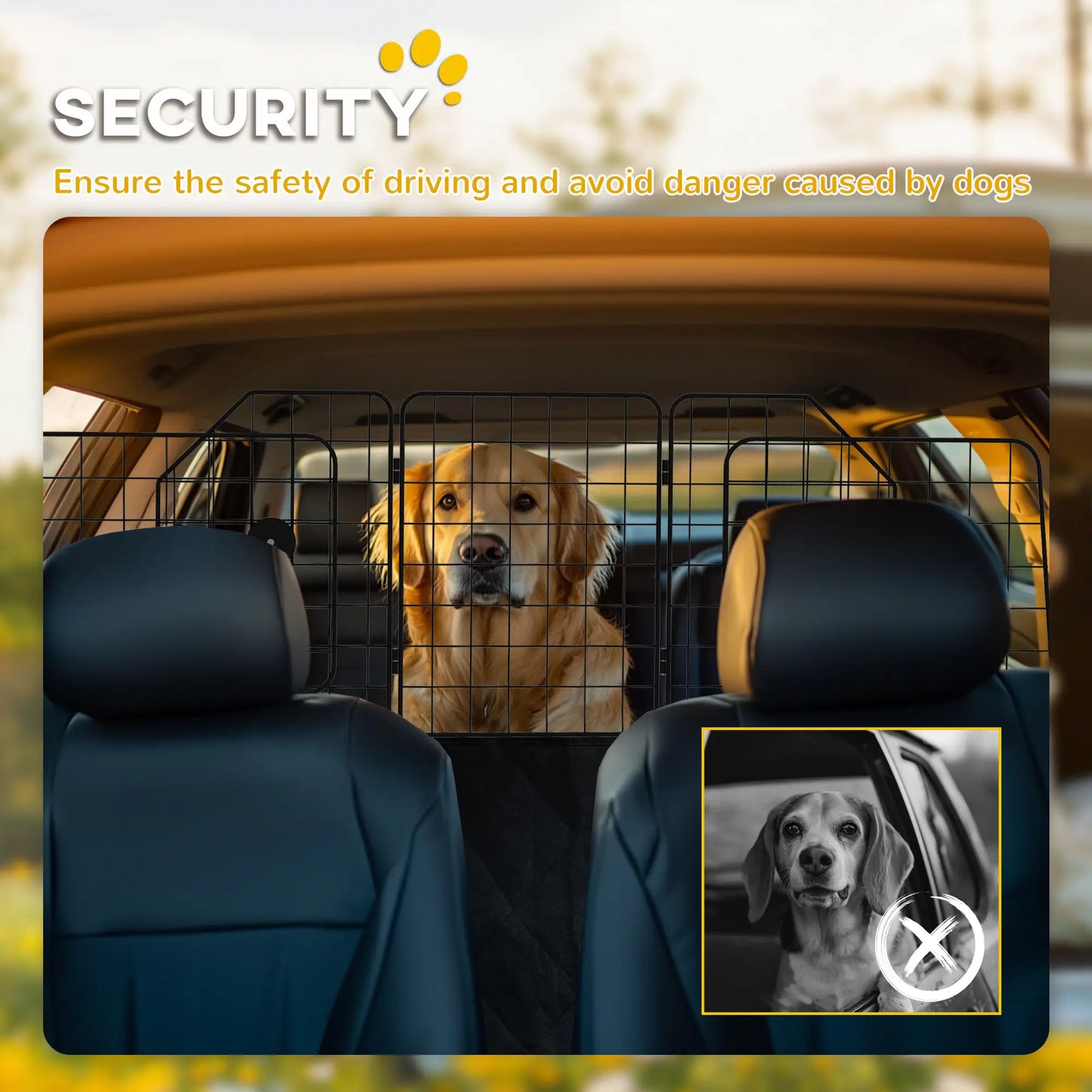 Dog Car Barrier, Adjustable SUV Trunk Divider, Heavy-Duty Steel Wire Mesh, Black Dog PlayPens at Gallery Canada