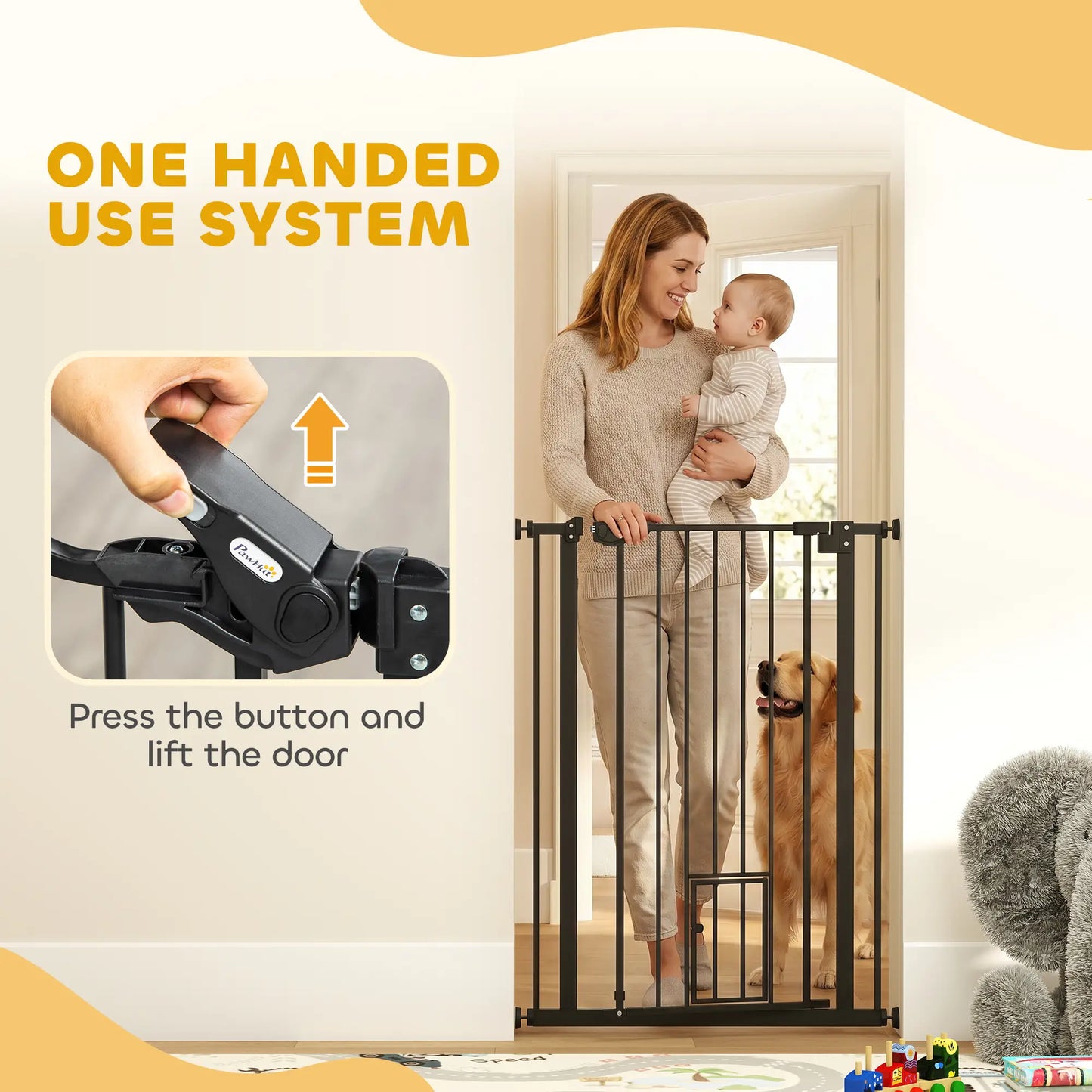 41" Easy Open Indoor Dog Gate, Black Houses, Kennels & Pens at Gallery Canada