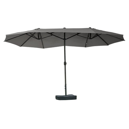 15' Outdoor Patio Umbrella, Twin Canopy Sunshade, Steel Table, Lift Crank, Dark Grey Sun Umbrellas Dark Grey at Gallery Canada