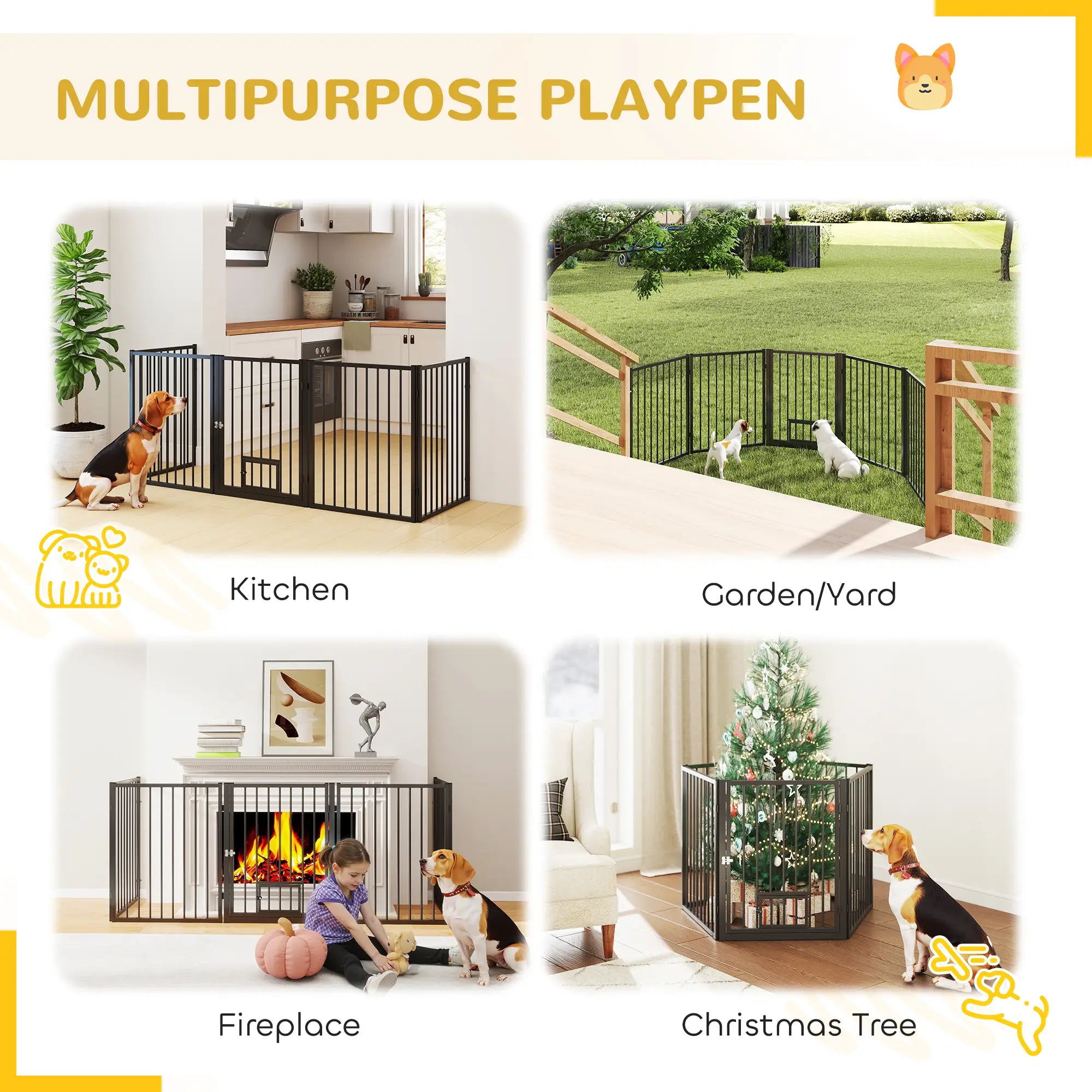5 Panel Foldable Dog Playpen With Door, 30