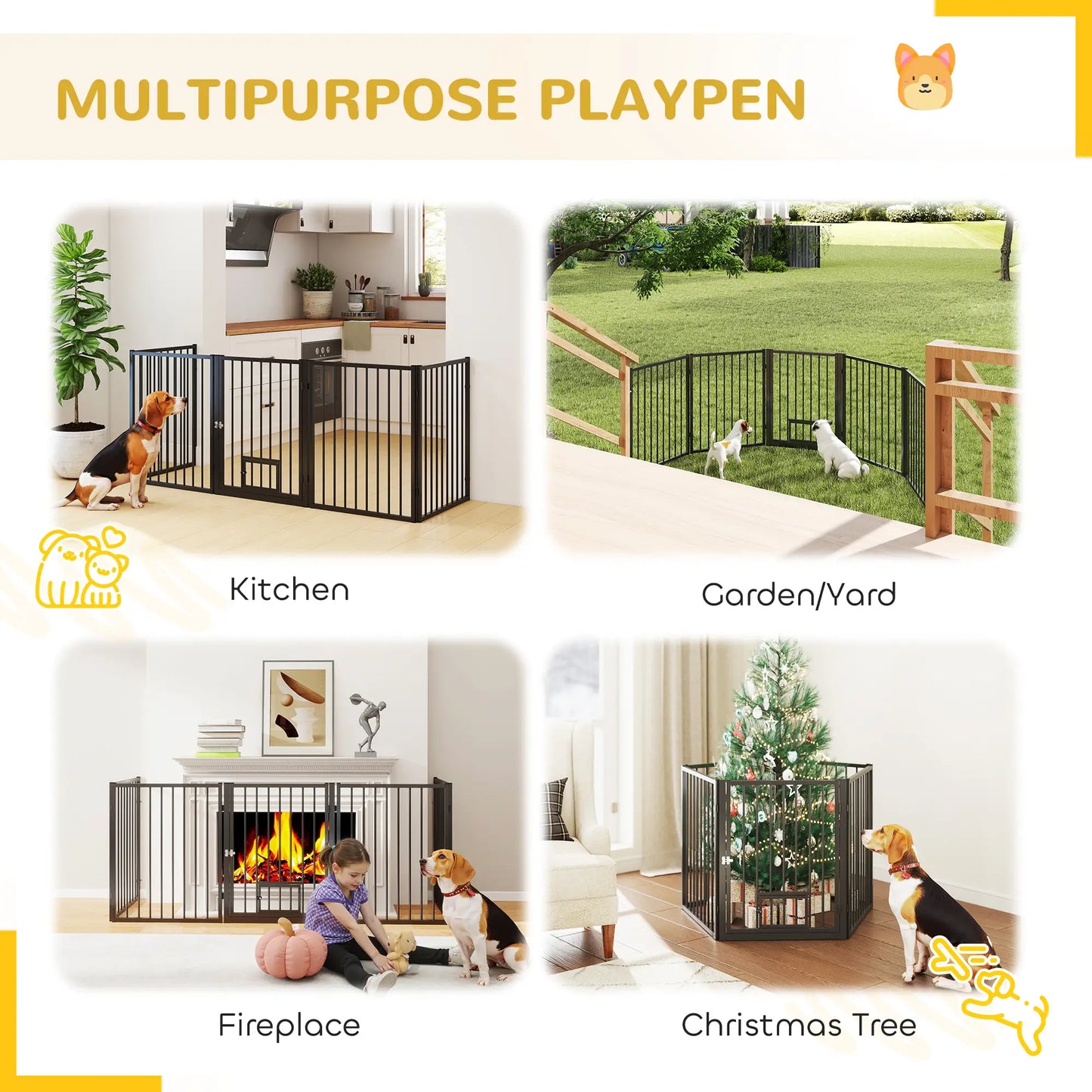 5 Panel Foldable Dog Playpen With Door, 30"H, for Small Medium Dogs Houses, Kennels & Pens at Gallery Canada