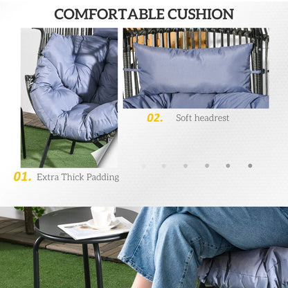 Oversized Wicker Egg Chair, 5.5" Cushions, Grey Patio Chairs at Gallery Canada
