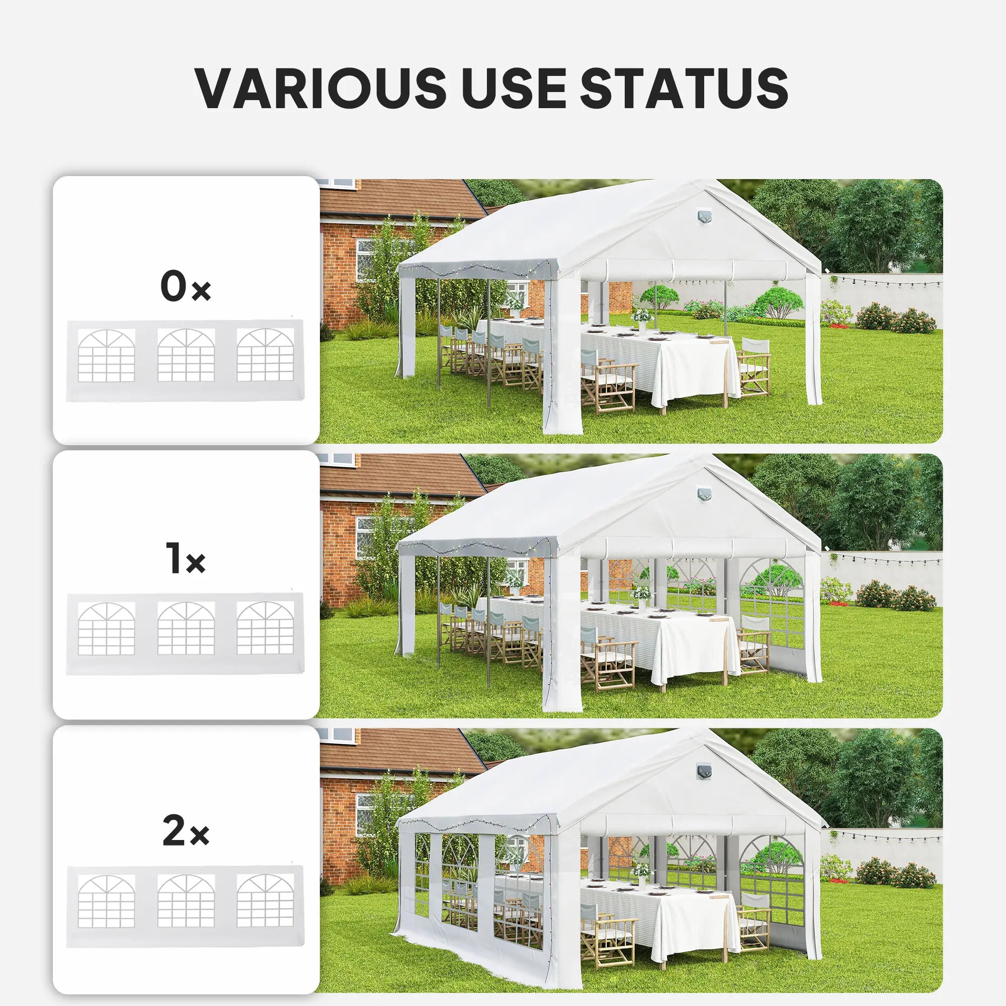 20' x 13' Party Tent, Heavy Duty Gazebo Canopy With Windows, White Canopy Tents at Gallery Canada