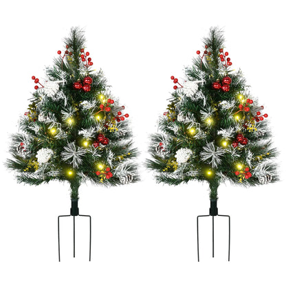 2 Foot Prelit Artificial Christmas Tree, 70 Branches, Warm White LED, Red Berries, Pine Cones, Green Pre Lit Christmas Trees Green, White at Gallery Canada