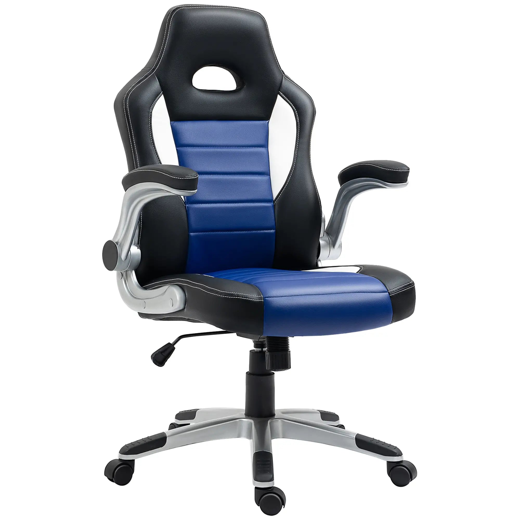 Racing Gaming Chair, PU Leather, Adjustable Height, Flip Up Armrest, Blue Video Game Chairs at Gallery Canada