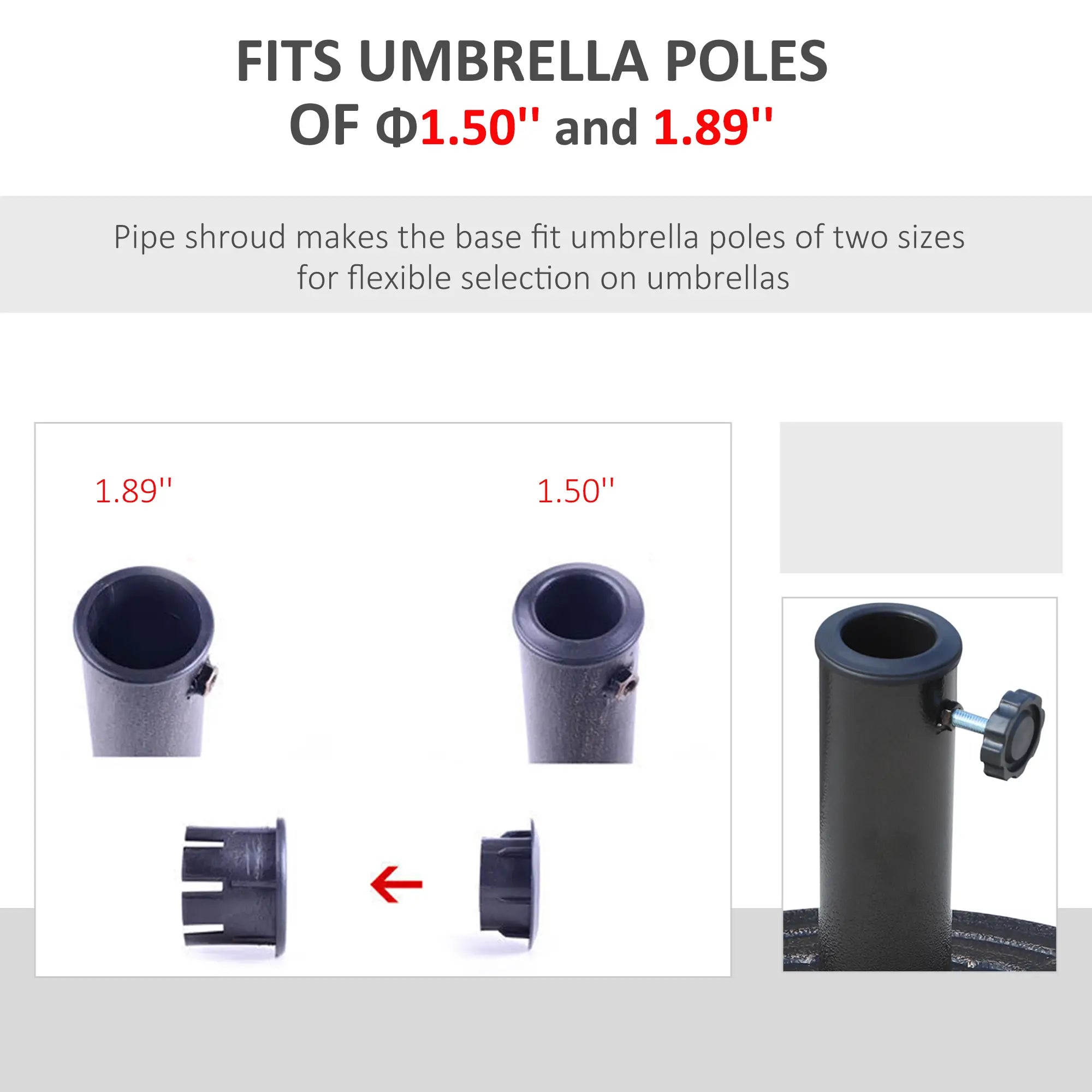 26 lbs Resin Umbrella Base, Round Market Parasol Holder, Φ1.5