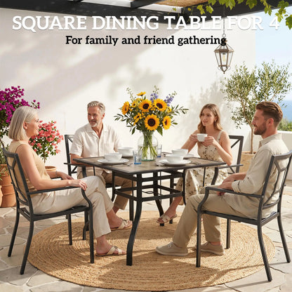 36" x 36" x 28" Square Patio Dining Table, Umbrella Hole, Rustproof Steel Frame Patio Dinning Tables at Gallery Canada