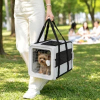 Sac de transport pour animaux à parois souples avec fenêtres en maille, sac de voyage pour chien pliable